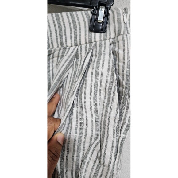 GAP Linen Cotton Blend Capri Striped Pants High Rise Line Sage - Size 6 - Picture 6 of 16